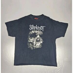Slipknot T-Shirt Mens XXL Black Skull‎ Group Rock Band Music Tee Double Sided